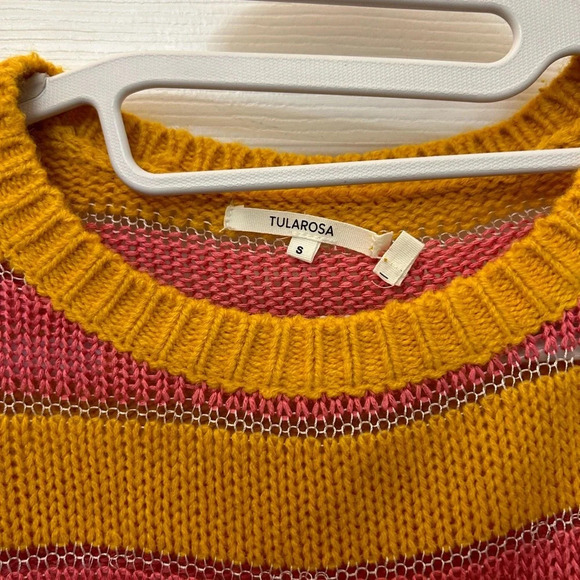 ! Tularosa REVOLVE Meridian SHEER Knit Sweater Crop in Orange & Pink, Small - Picture 4 of 5